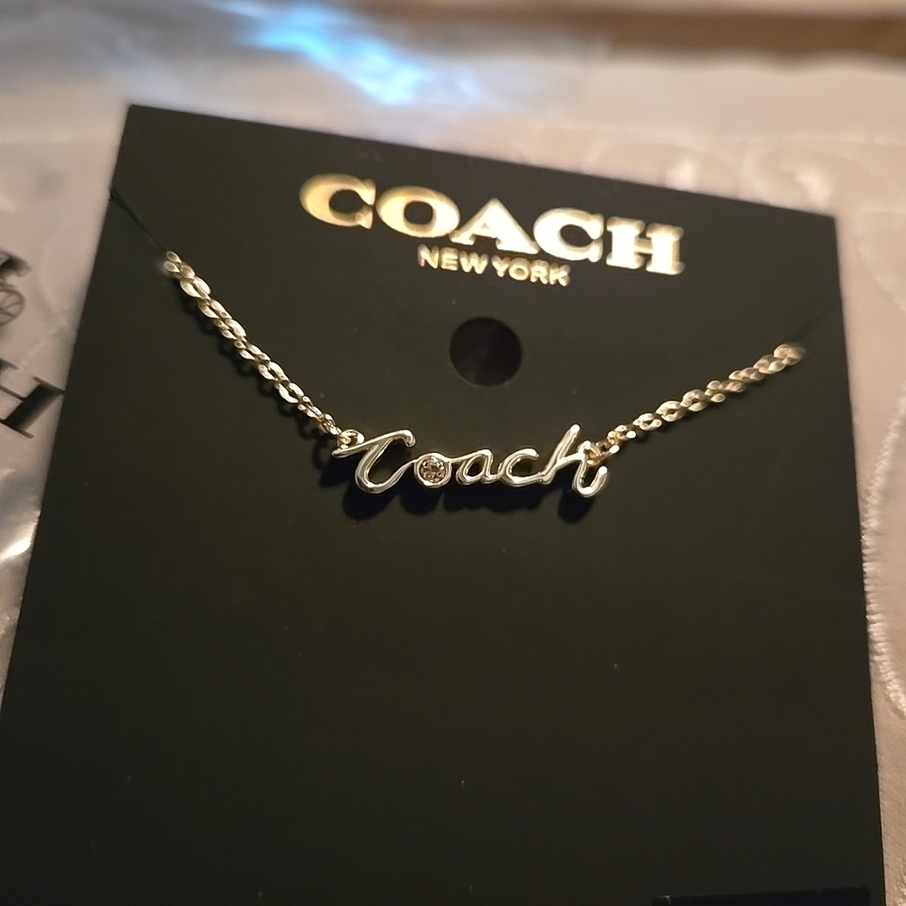 Coach Gold-Tone Logo Necklace 18 Inch